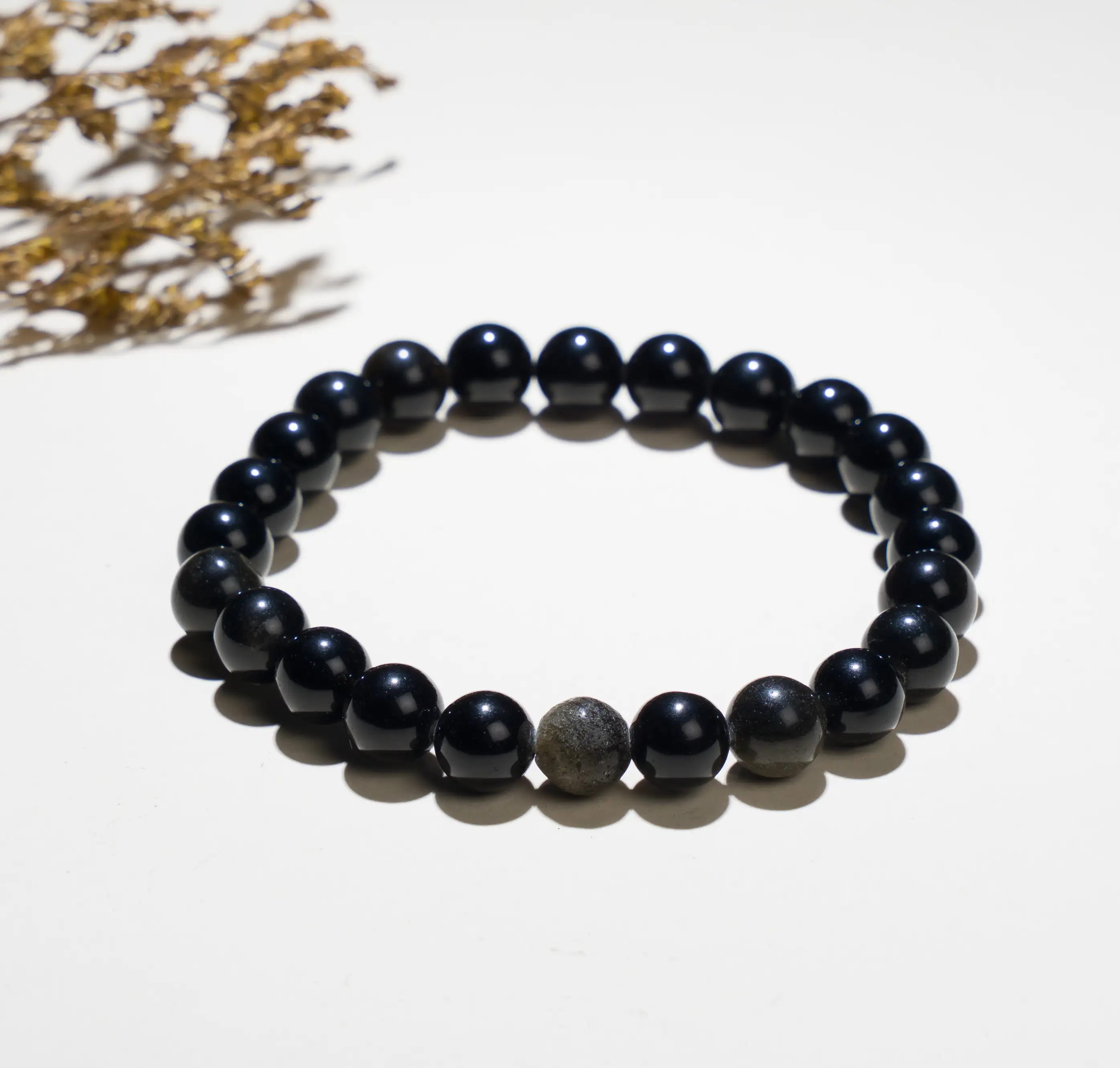 8mm Black golden obsidian crystal bracelet