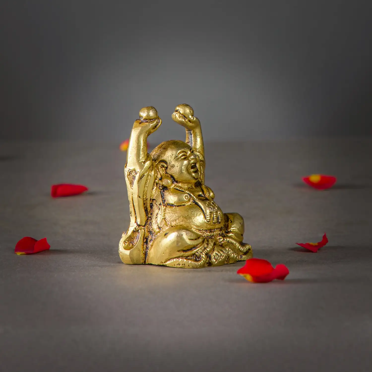 2.5 inches Brass laughing budha idol - image 2