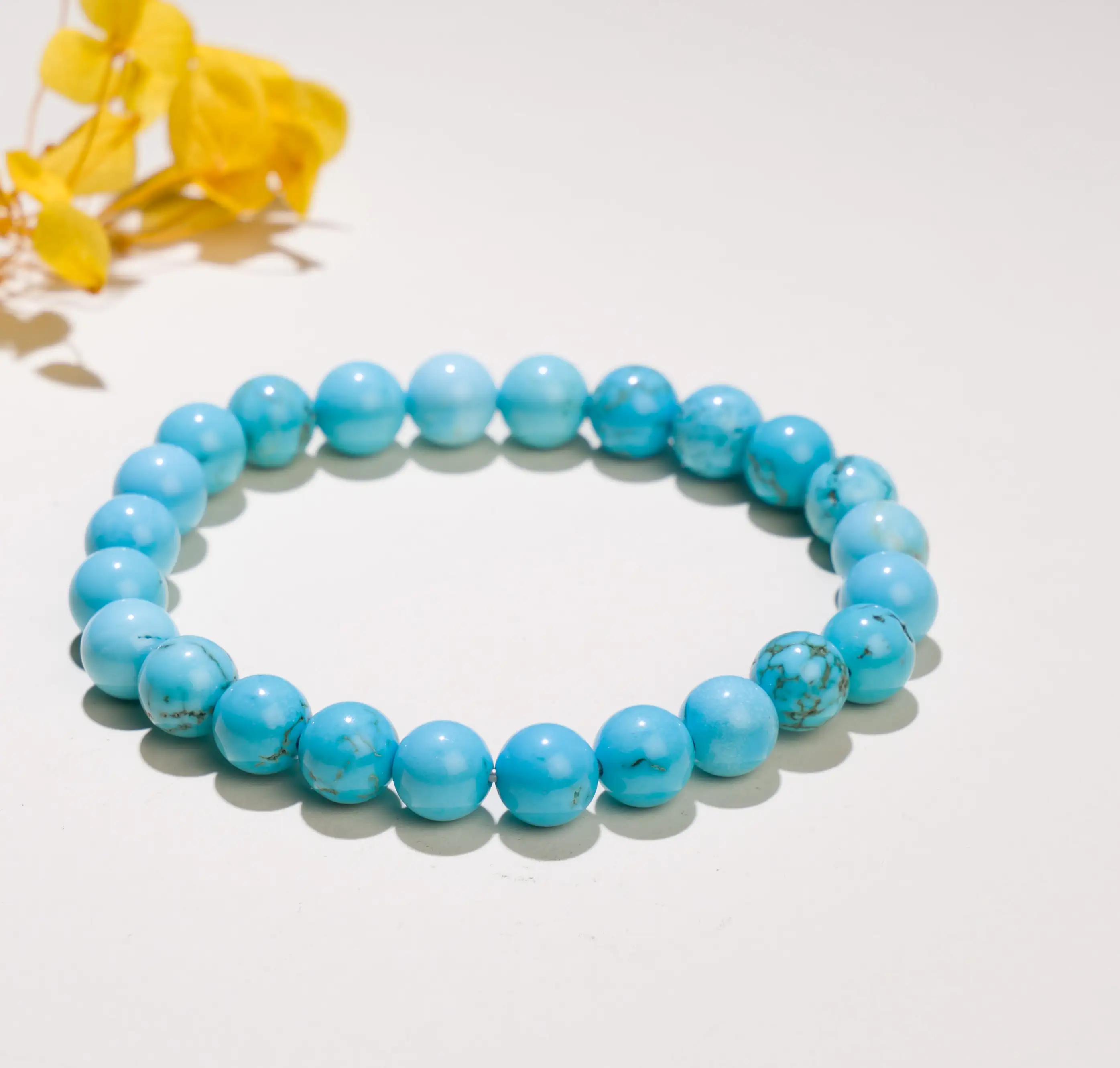 8mm Turquoise Natural Stone Crystal Bracelet