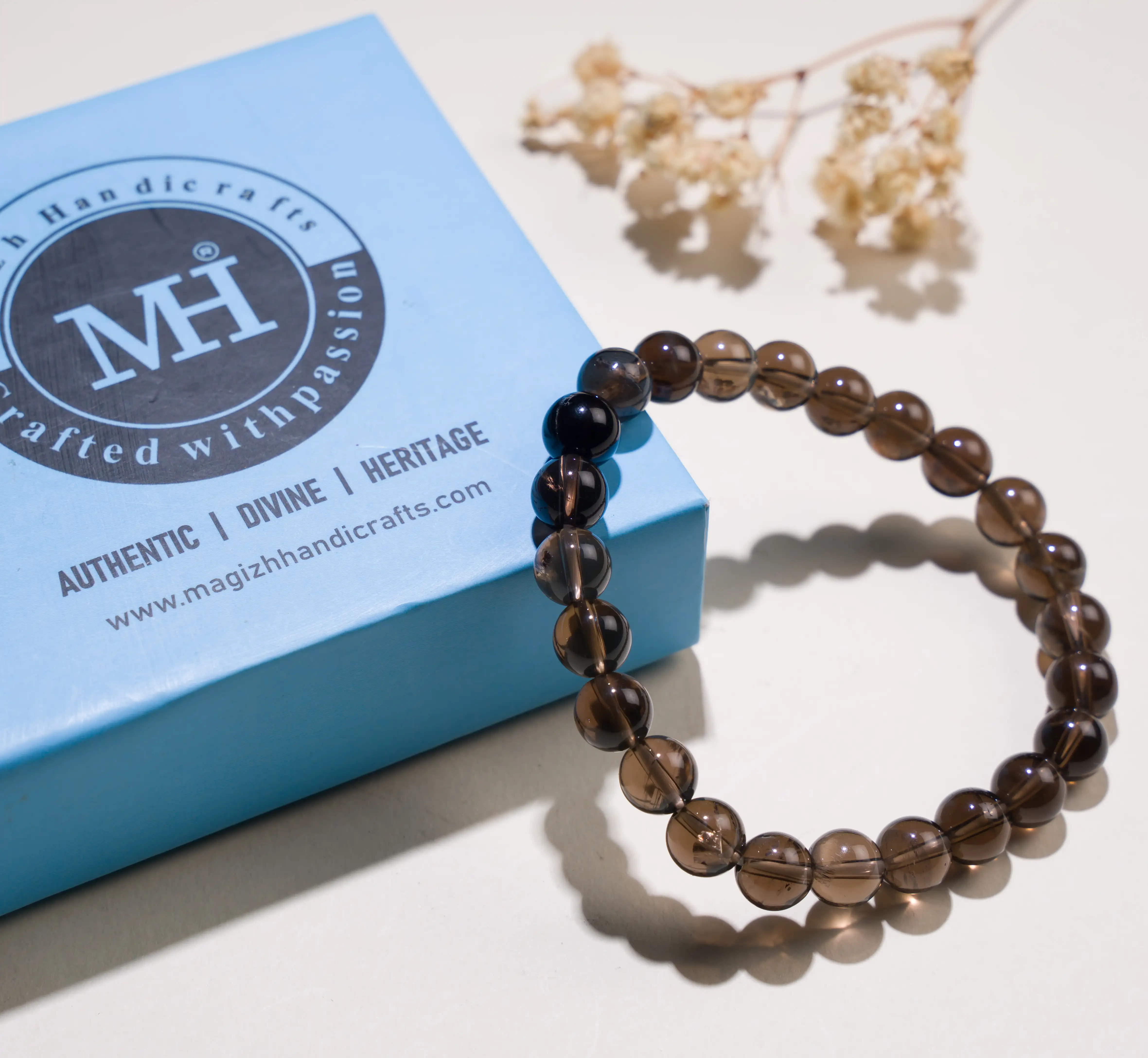 8mm Smoky quartz bracelet crystal bracelet - secondary