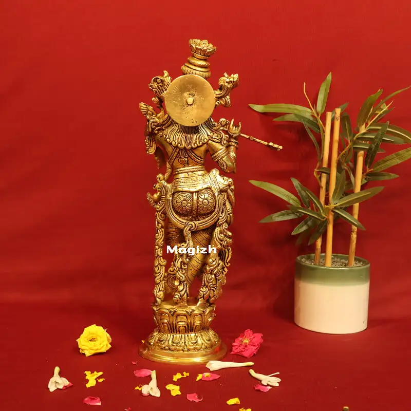 Brass Krishna idol - 14 inches - image 3
