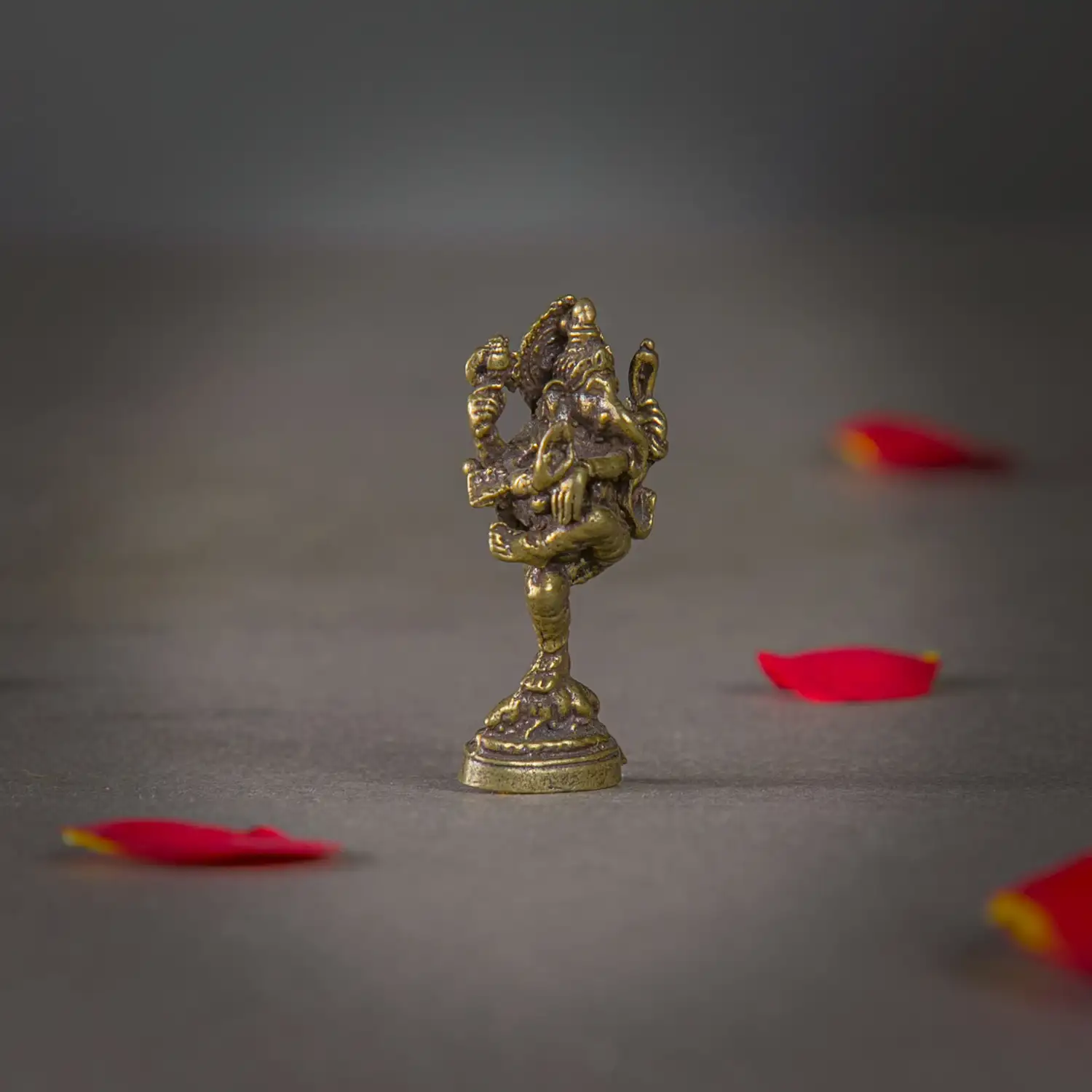 1 inch Mini Brass Standing dancing Leg raise Ganesha idol - secondary