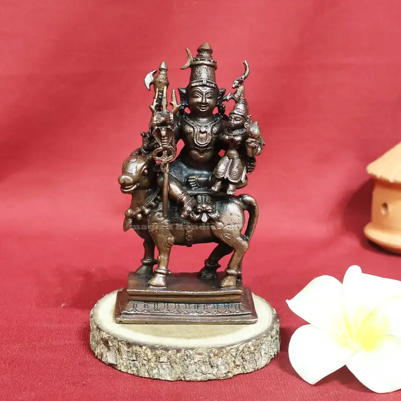 Copper Lord Siva with Parvathi - 4.5 inches