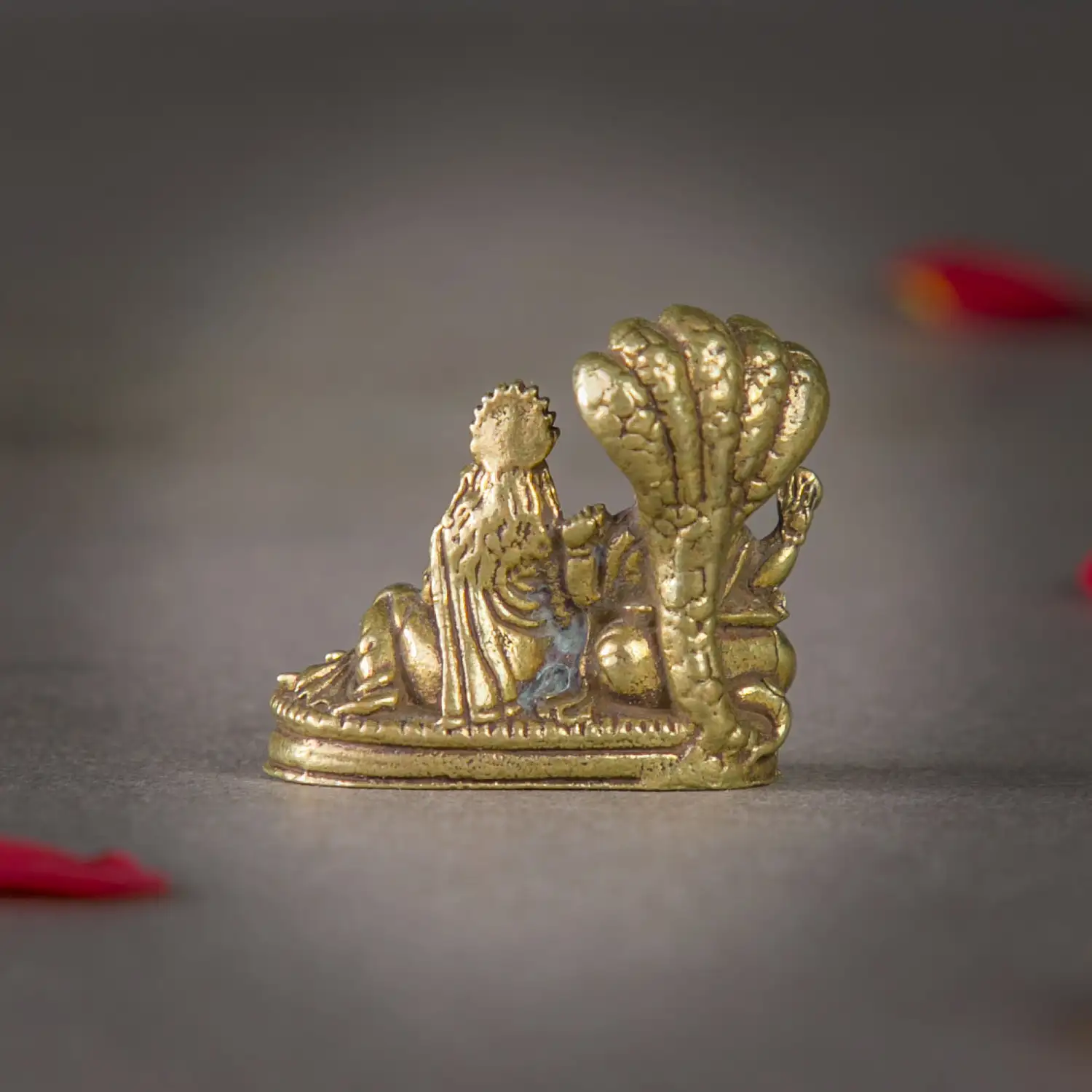 1-Inch Pure Brass Lakshmi Vishnu Sheshnaag Idol - image 3
