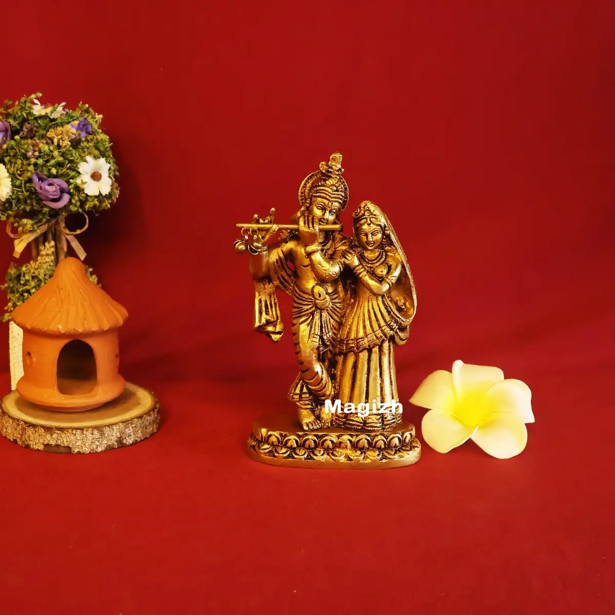 Brass Standing Radha Krishna idol 6 inches