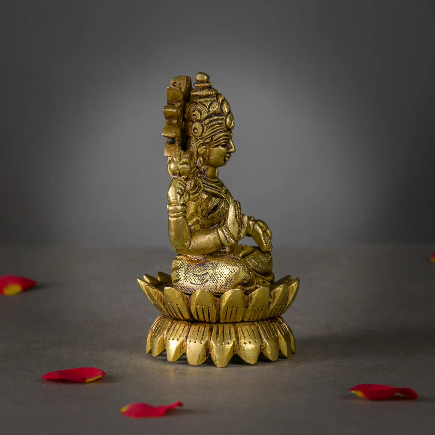 4 inches brass Lotus Sitting Lakshmi idol - secondary