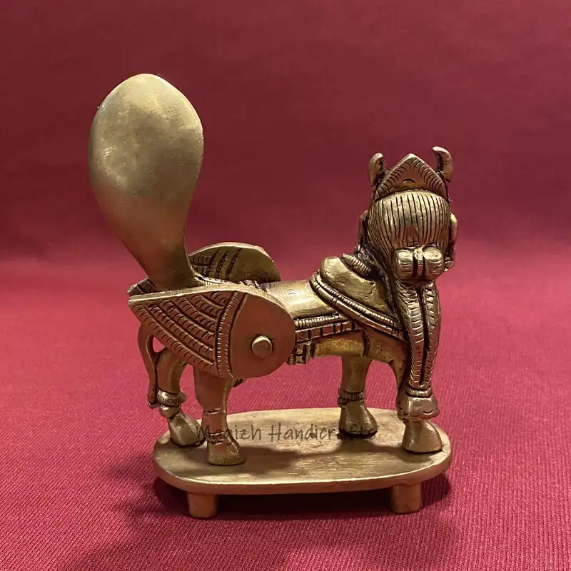 4.3 inches Brass Kamadhenu with Peedam - secondary