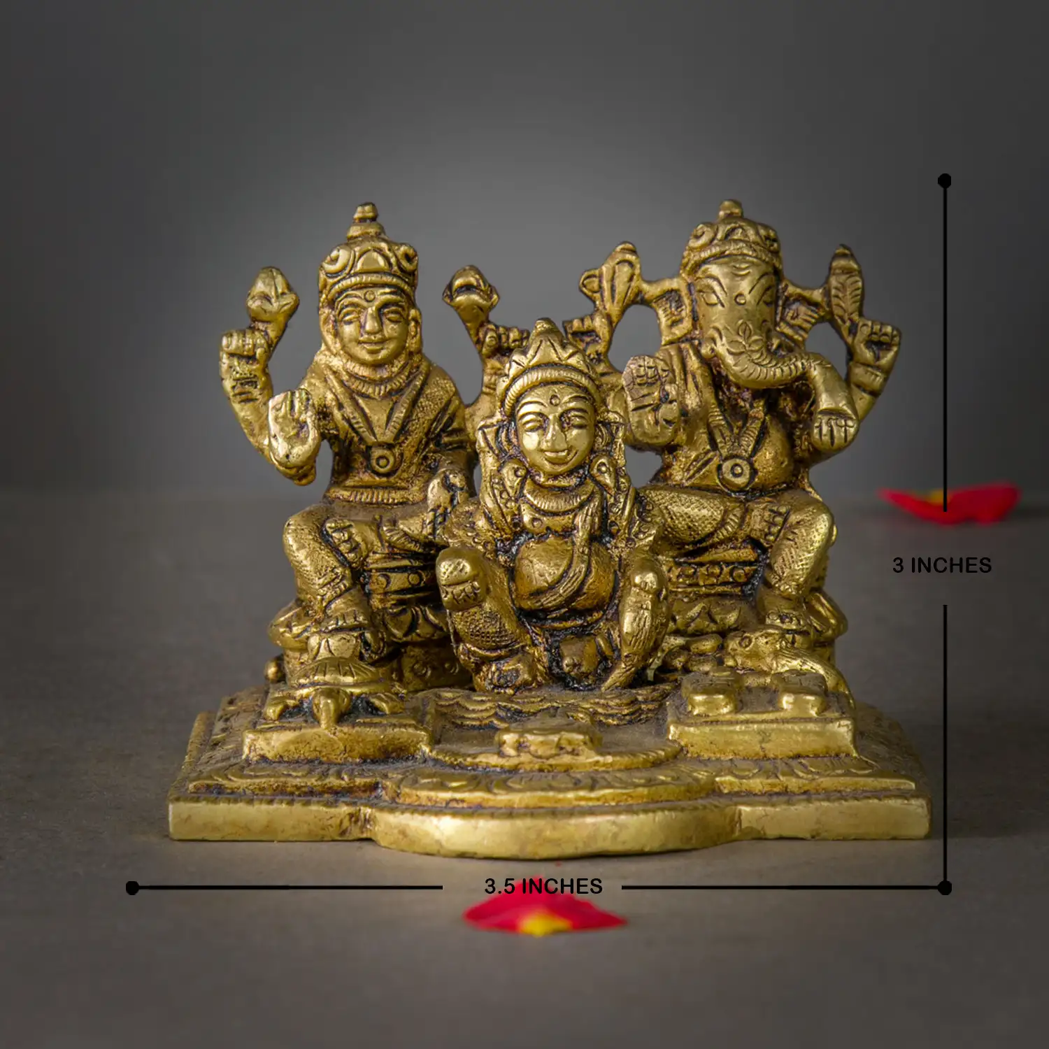Brass Ganesha Kuber and Lakshmi idol - 3 inches - image 5