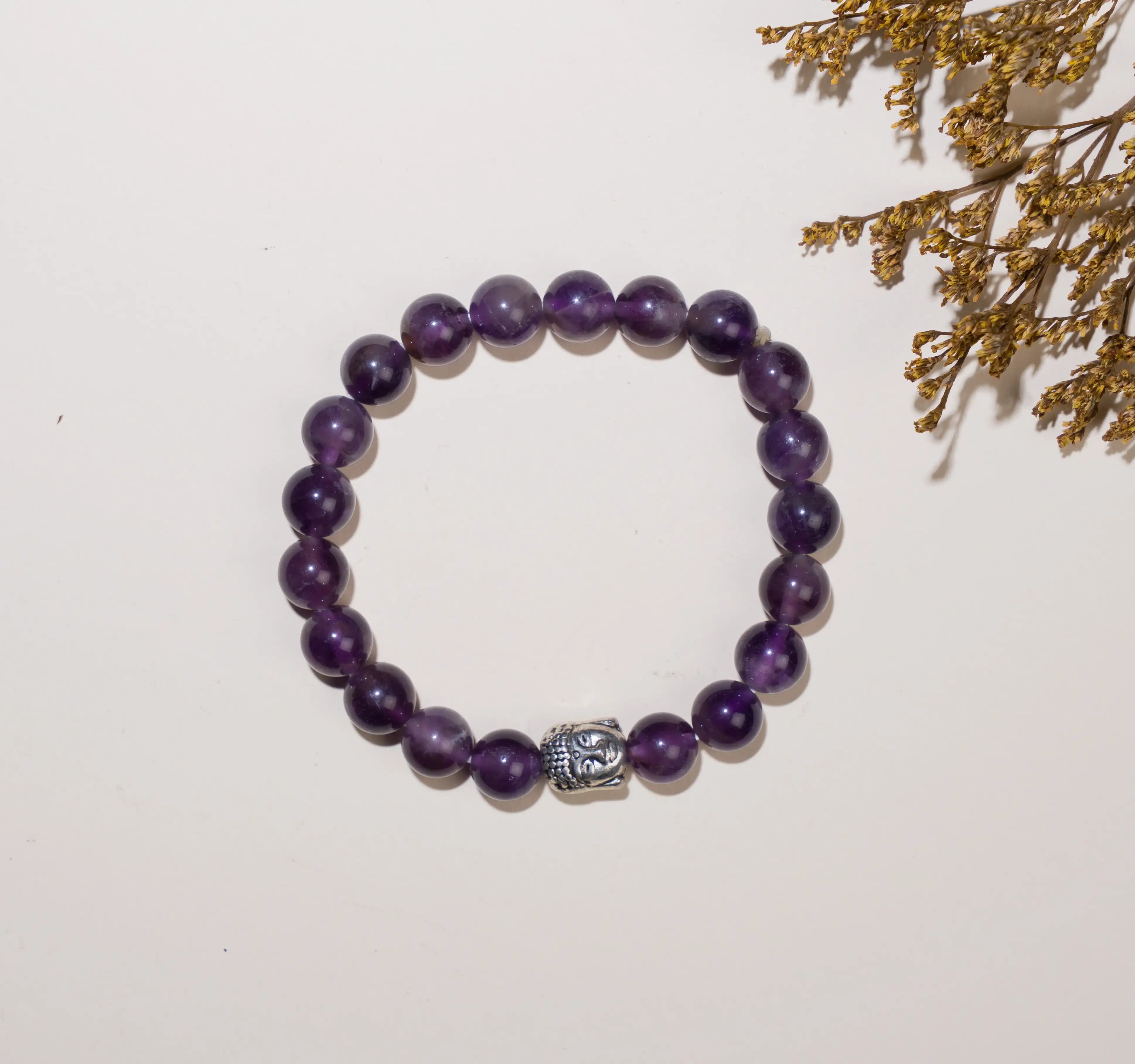 8mm Amethyst Crystal bracelet with buddha - secondary