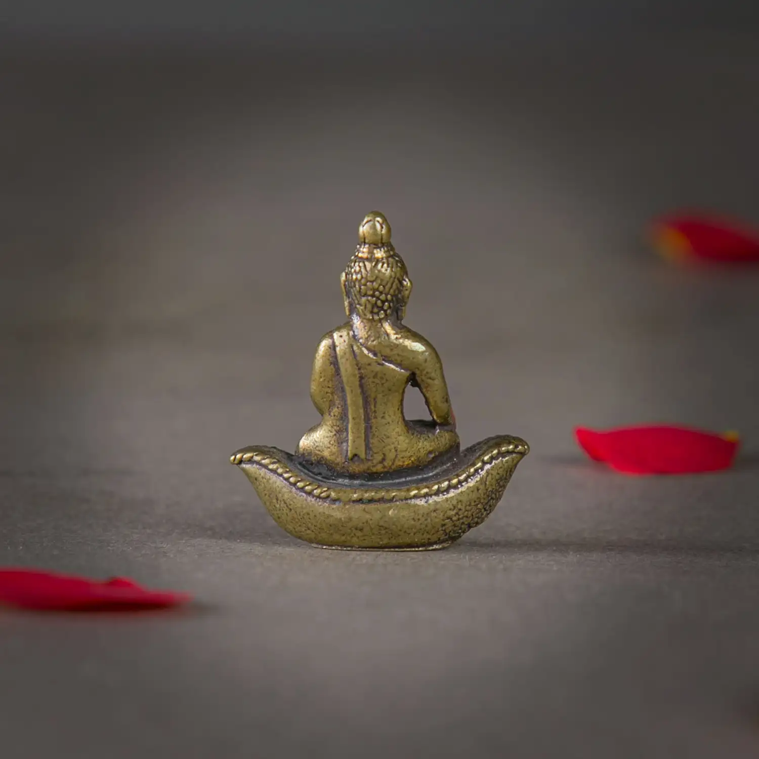 1 inch Brass miniature Boat Petam Budha  idol - image 3
