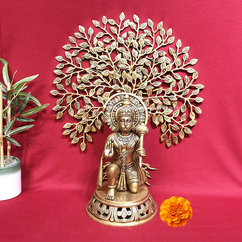 19 inches Brass karpaga vriksham tree wall hanging - secondary