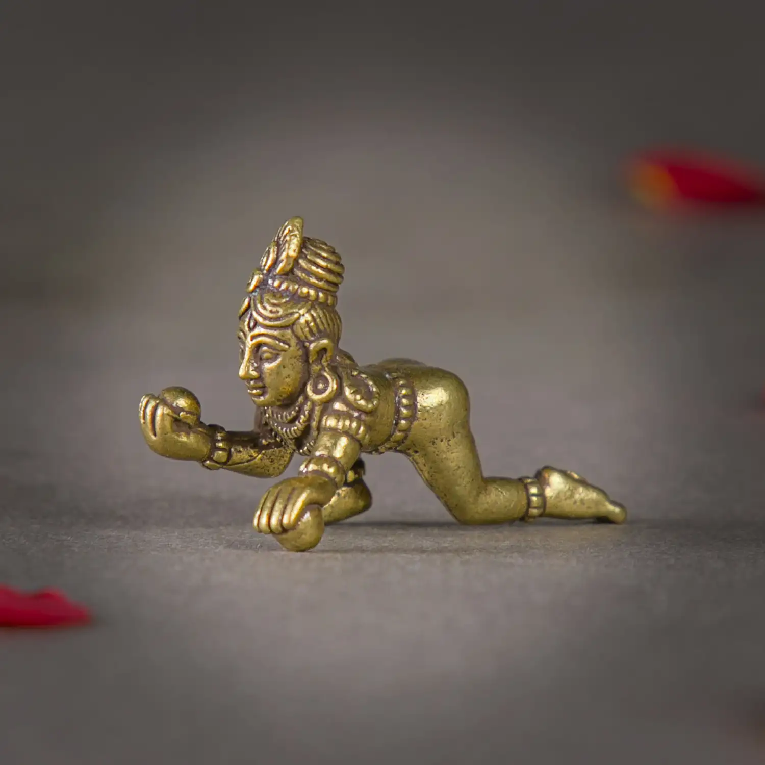 1 inch Brass miniature Crawling Baby Krishna idol