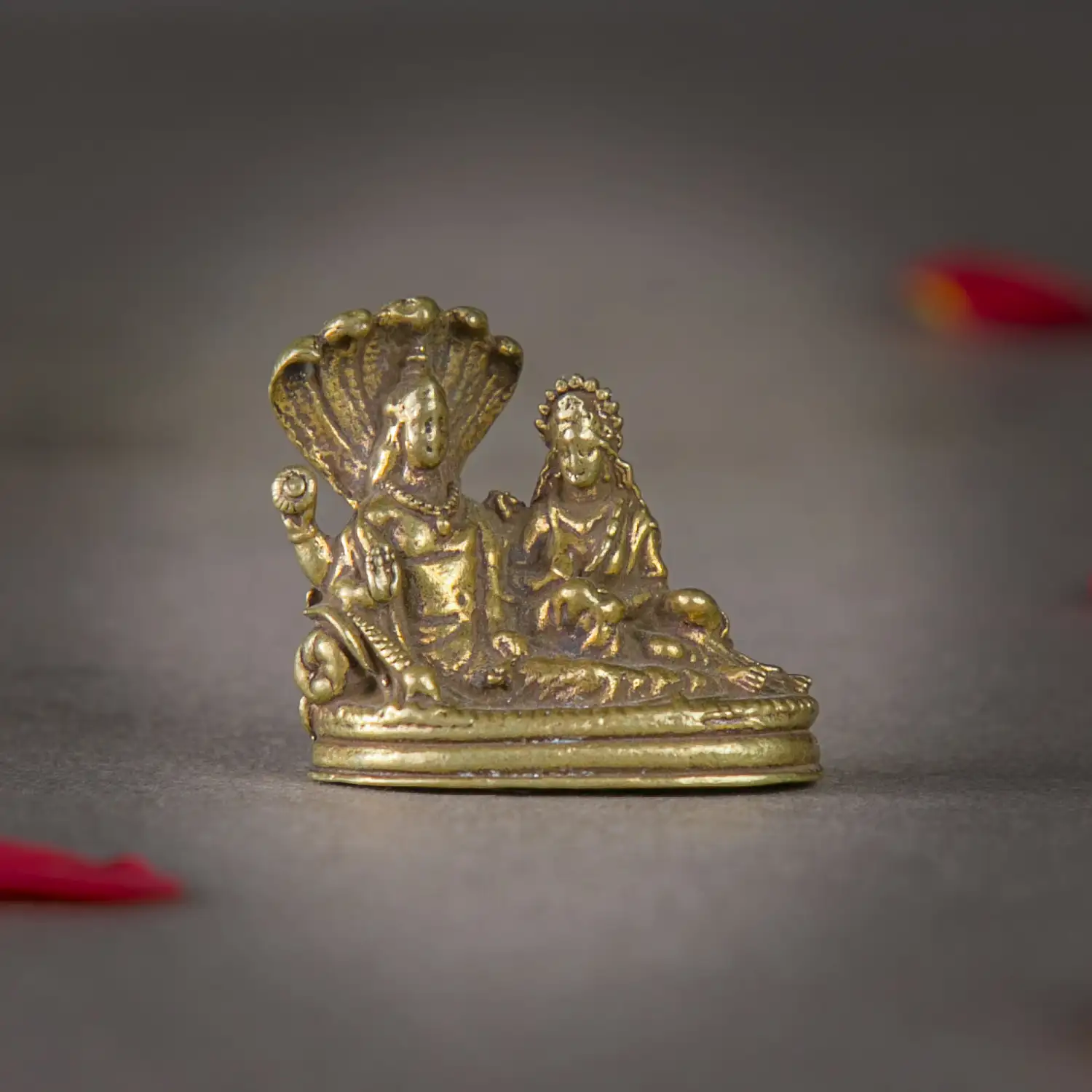 1-Inch Pure Brass Lakshmi Vishnu Sheshnaag Idol
