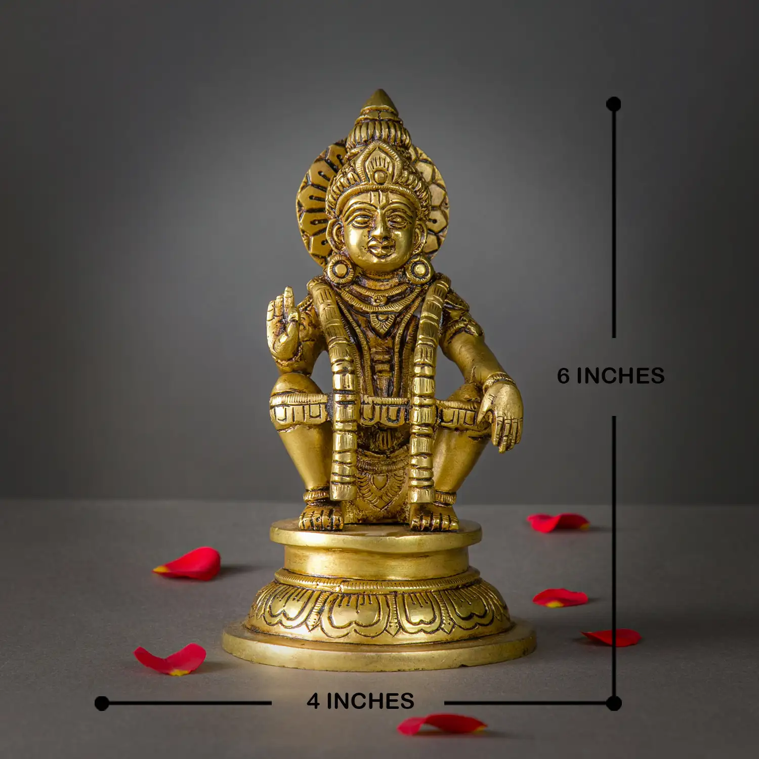 6 inch Brass Ayyappan Swamy Idol with mala - image 5