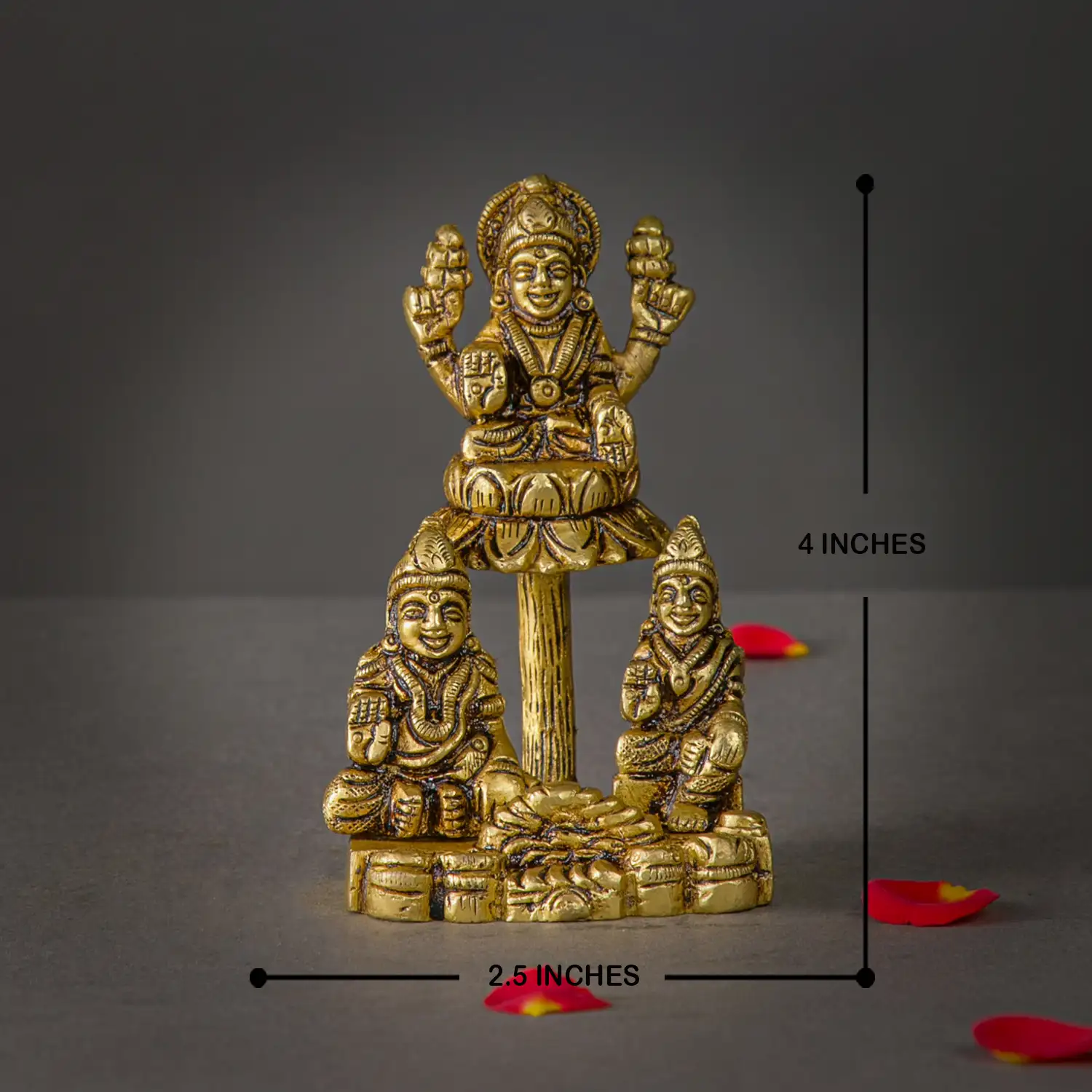 4 inches Brass Kubera Lakshmi and Chithirini Devi Idol - image 4