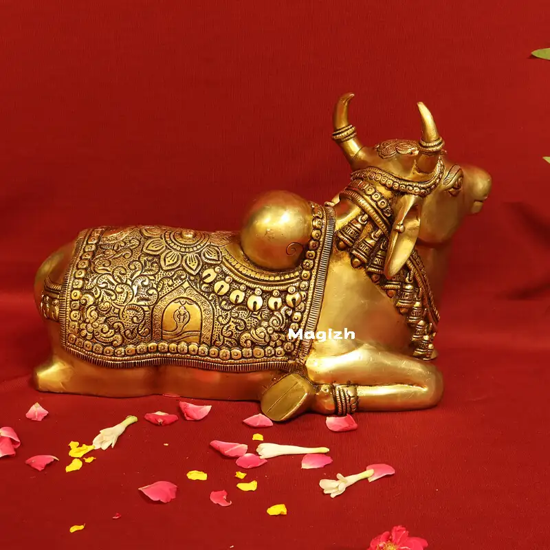 Brass Nandhi idol - 10 inches - image 4