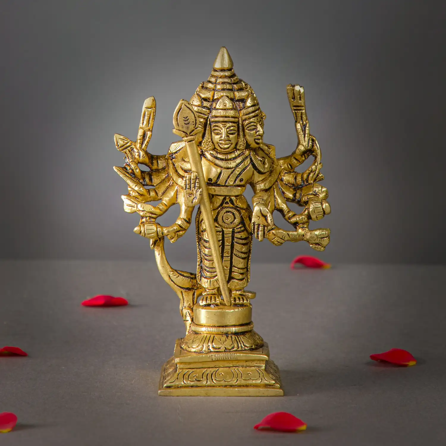6 inches brass Arumuga Murugan idol with vel