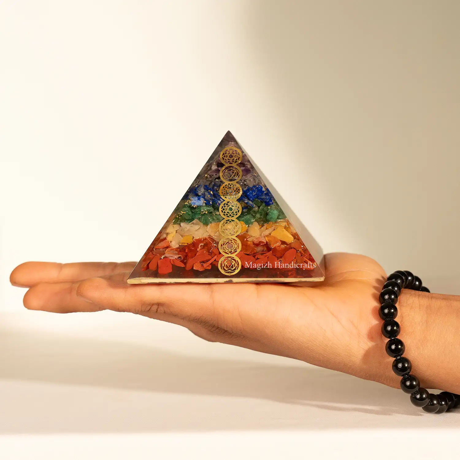 7 Chakra Healing Stones Resin Pyramid - image 3