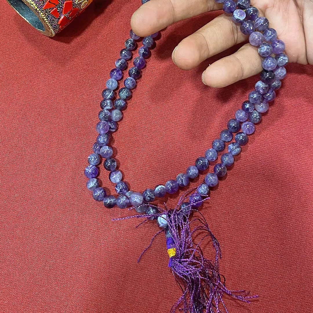 8mm Amethyst Crystal stone mala 108 beads - secondary