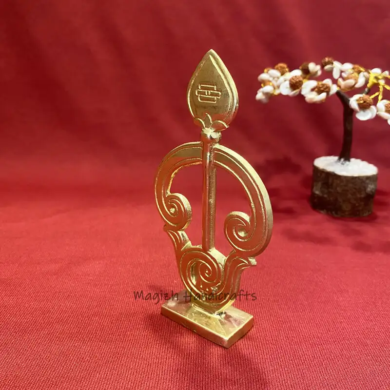 5 inches Brass Tamil OM vel with base - image 3