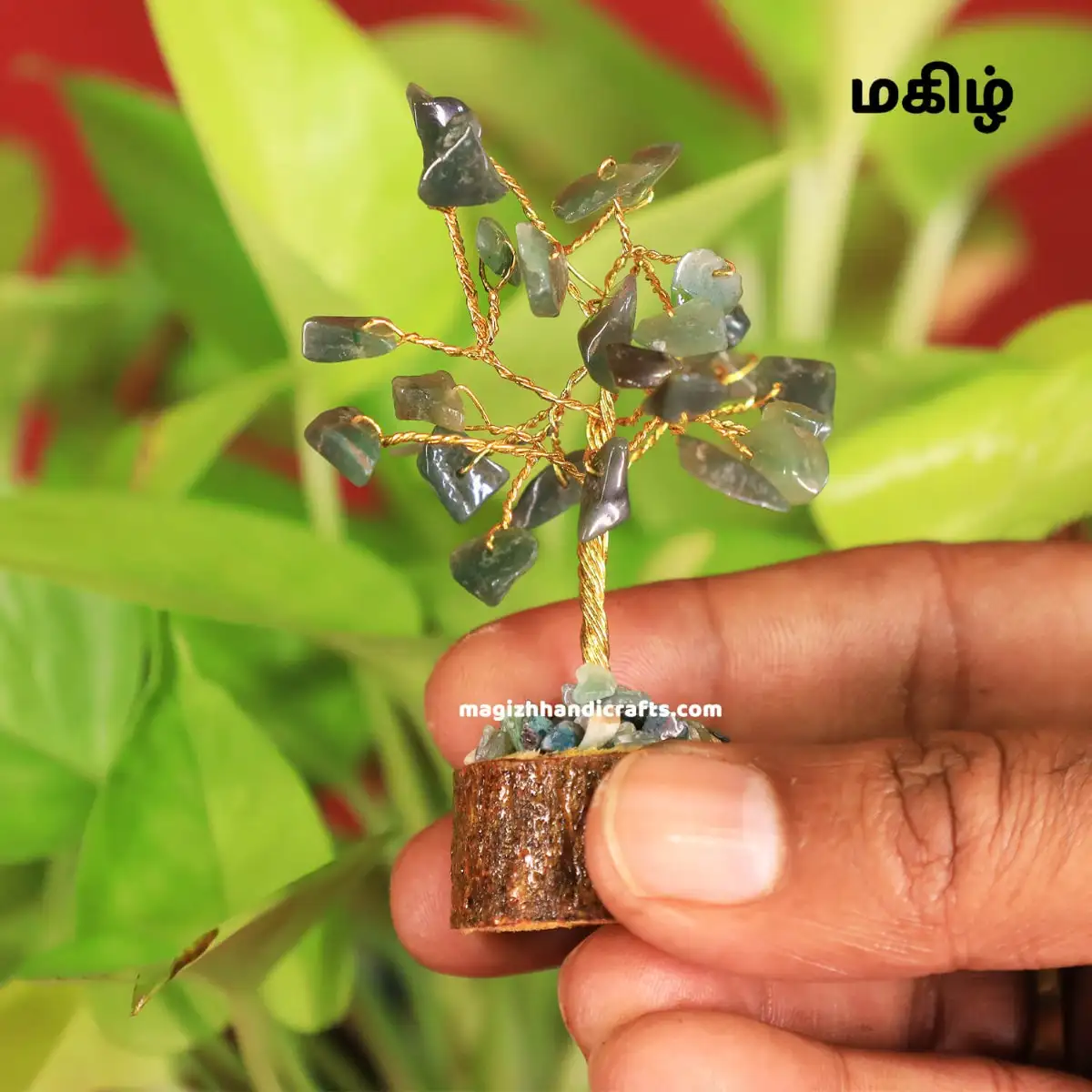 Mini Green Jade stone tree - 25 beads - image 3