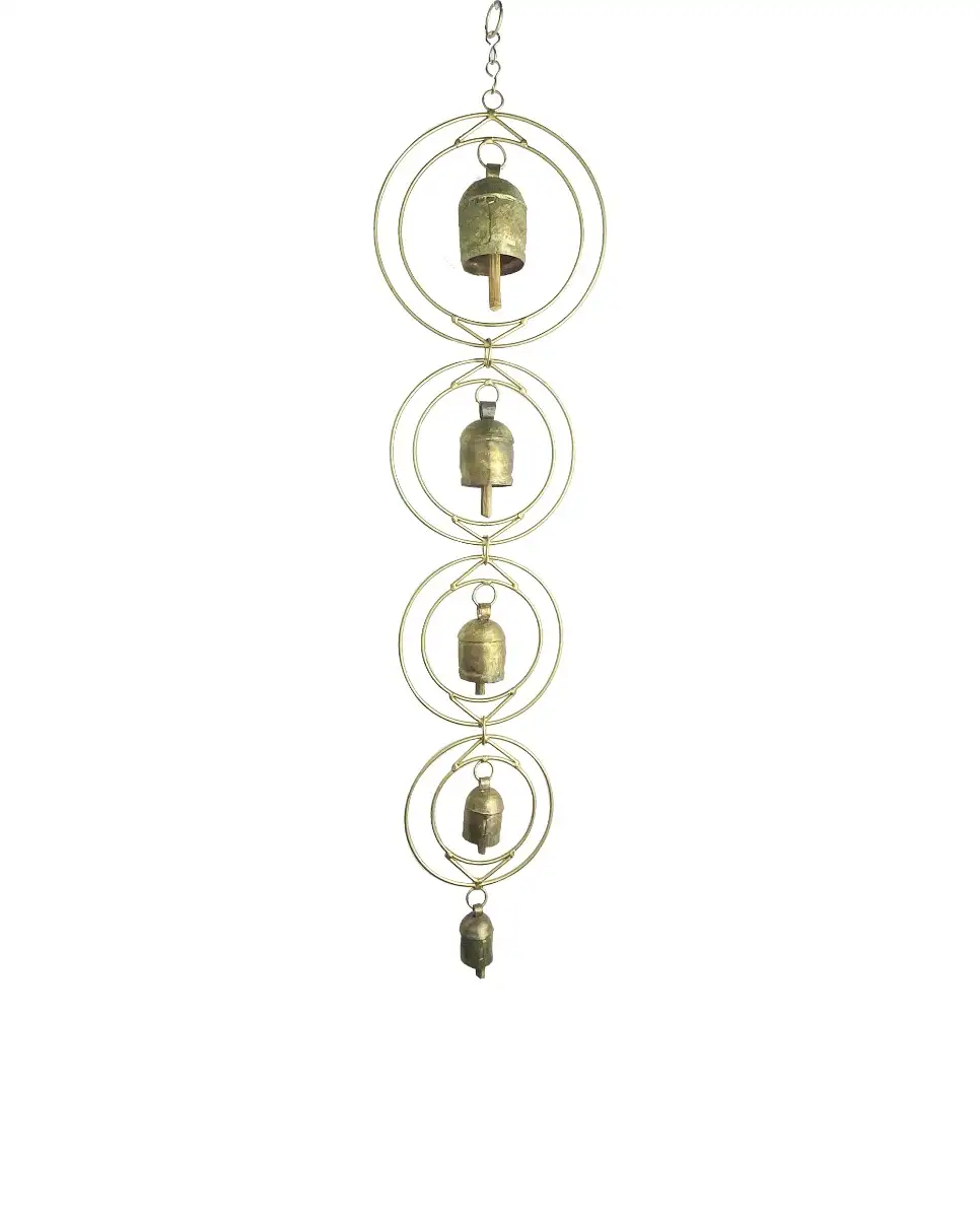 Vastu Wind Chimes 5 bells Iron copper double ring shape fengshui - image 3