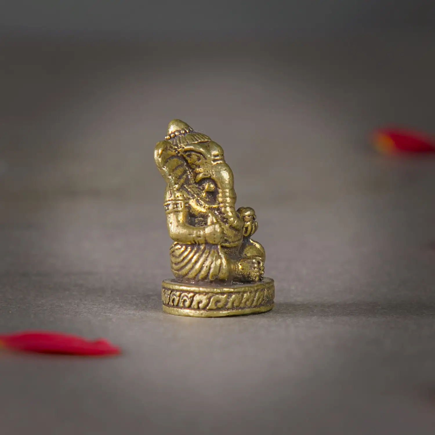 1 inch Brass sitting Ganesha idol - image 2