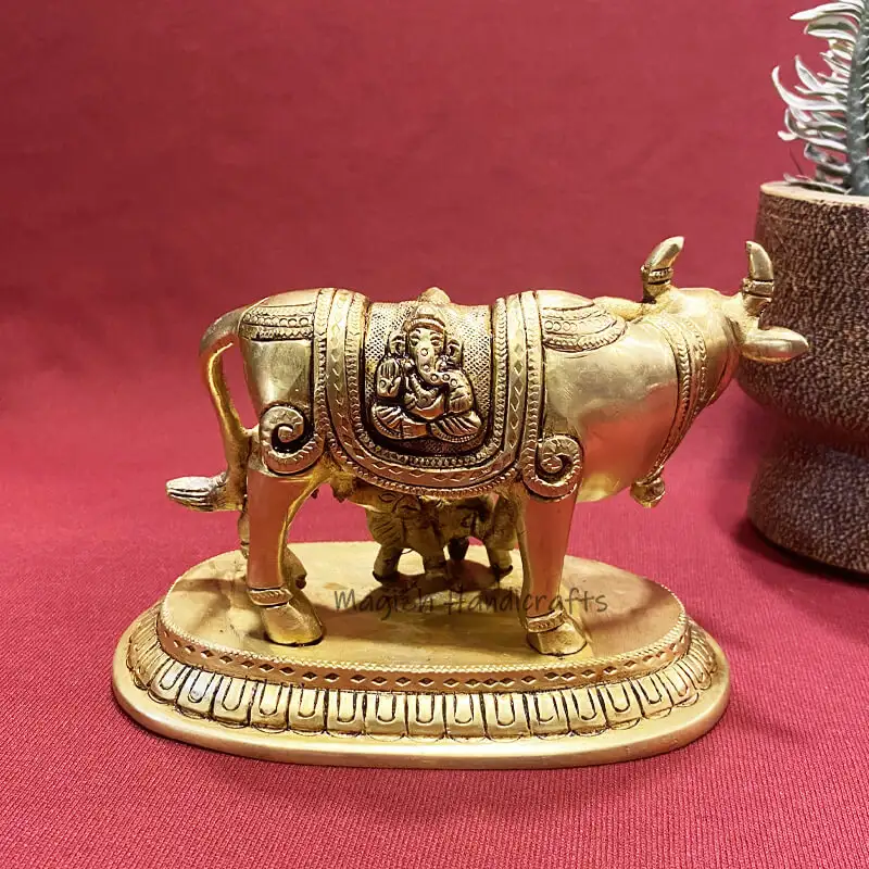 Brass Gomatha Ganesha and Lakshmi 4 inches - secondary