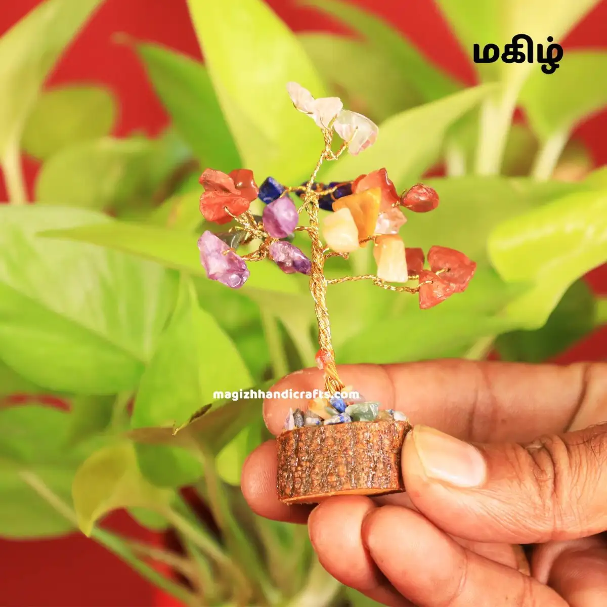 Mini 7 chakras crystal stone tree - 25 beads