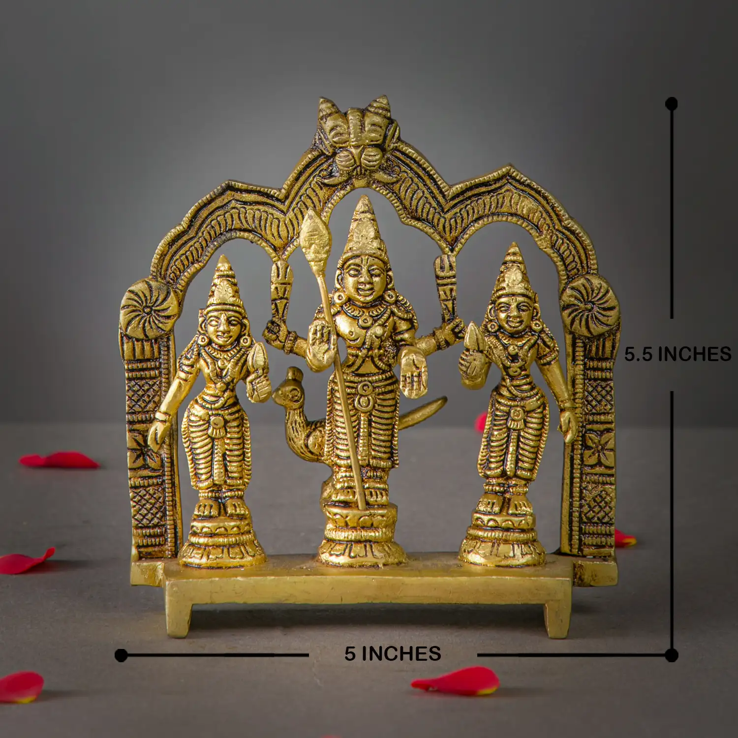 5.5 inches Brass Murugan Valli Deivanai frame idol - image 5