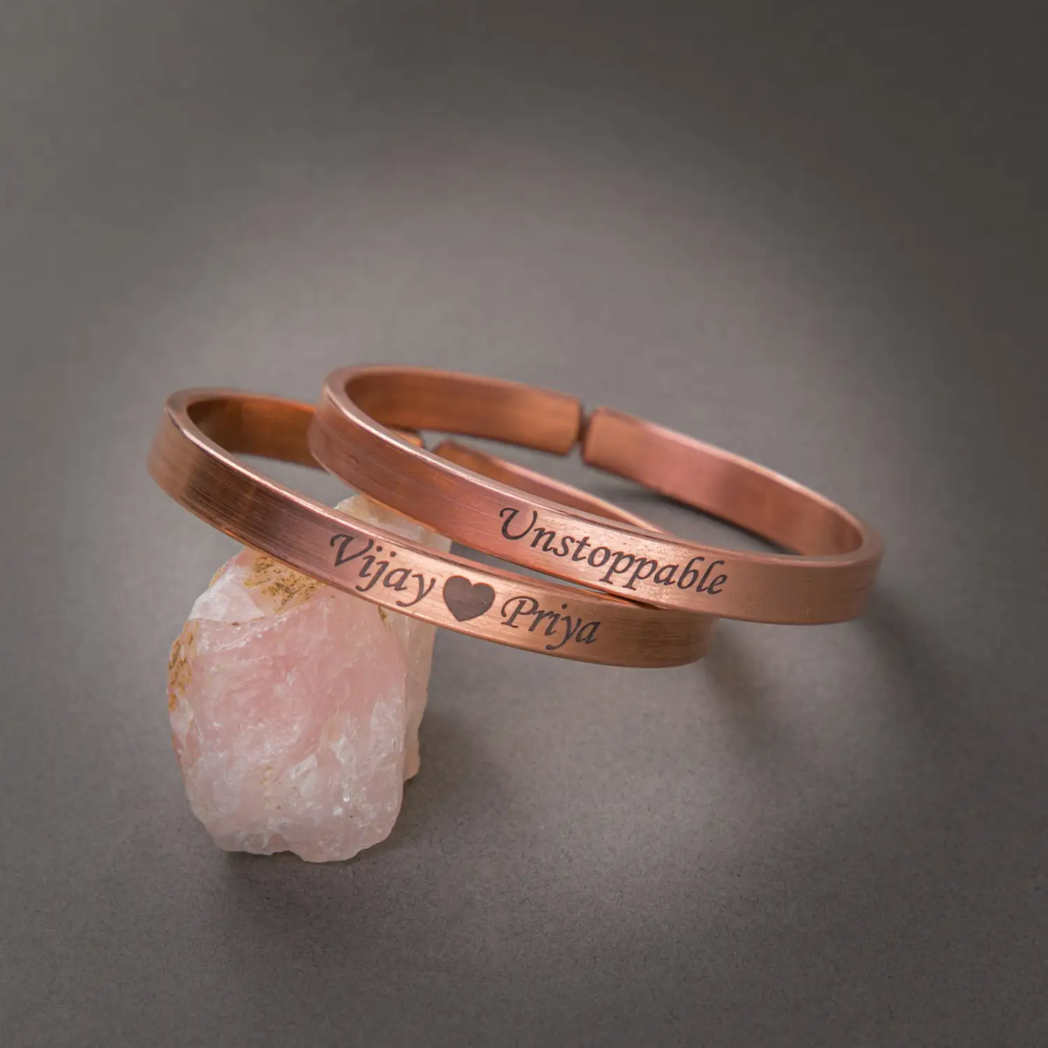 8mm Customized Pure Copper Flat Bracelet With Your Name Combo
