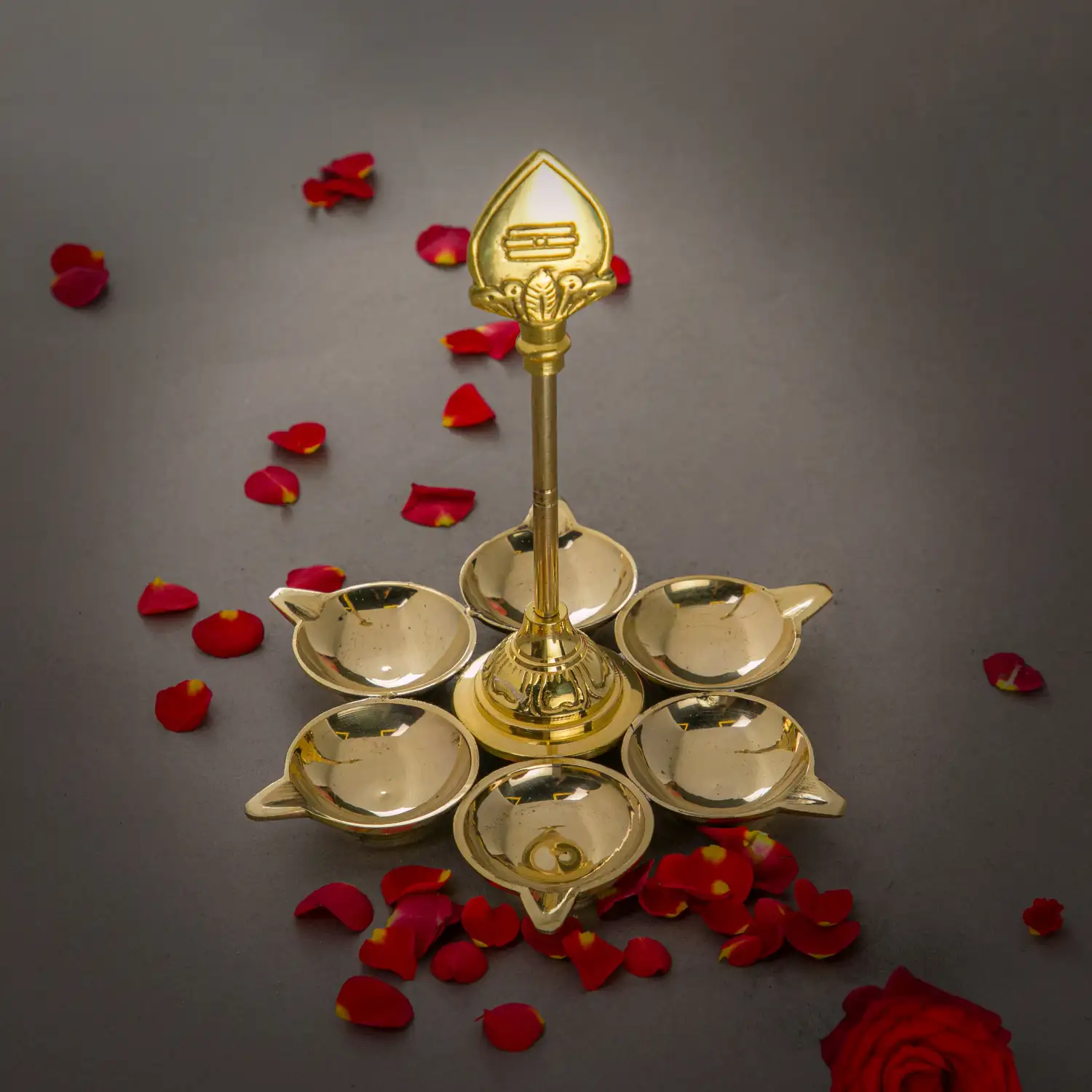 7 inches Brass Vel Arumuga Vilakku for Lord Murugan