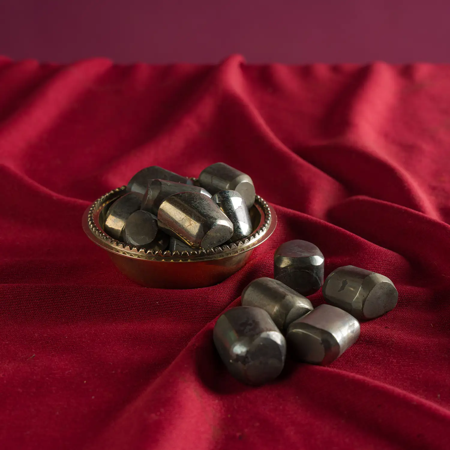 Pyrite crystal tumble stones - 100 grams