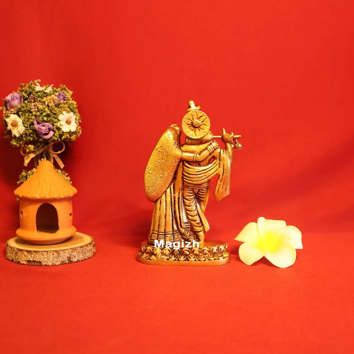 Brass Standing Radha Krishna idol 6 inches - image 4