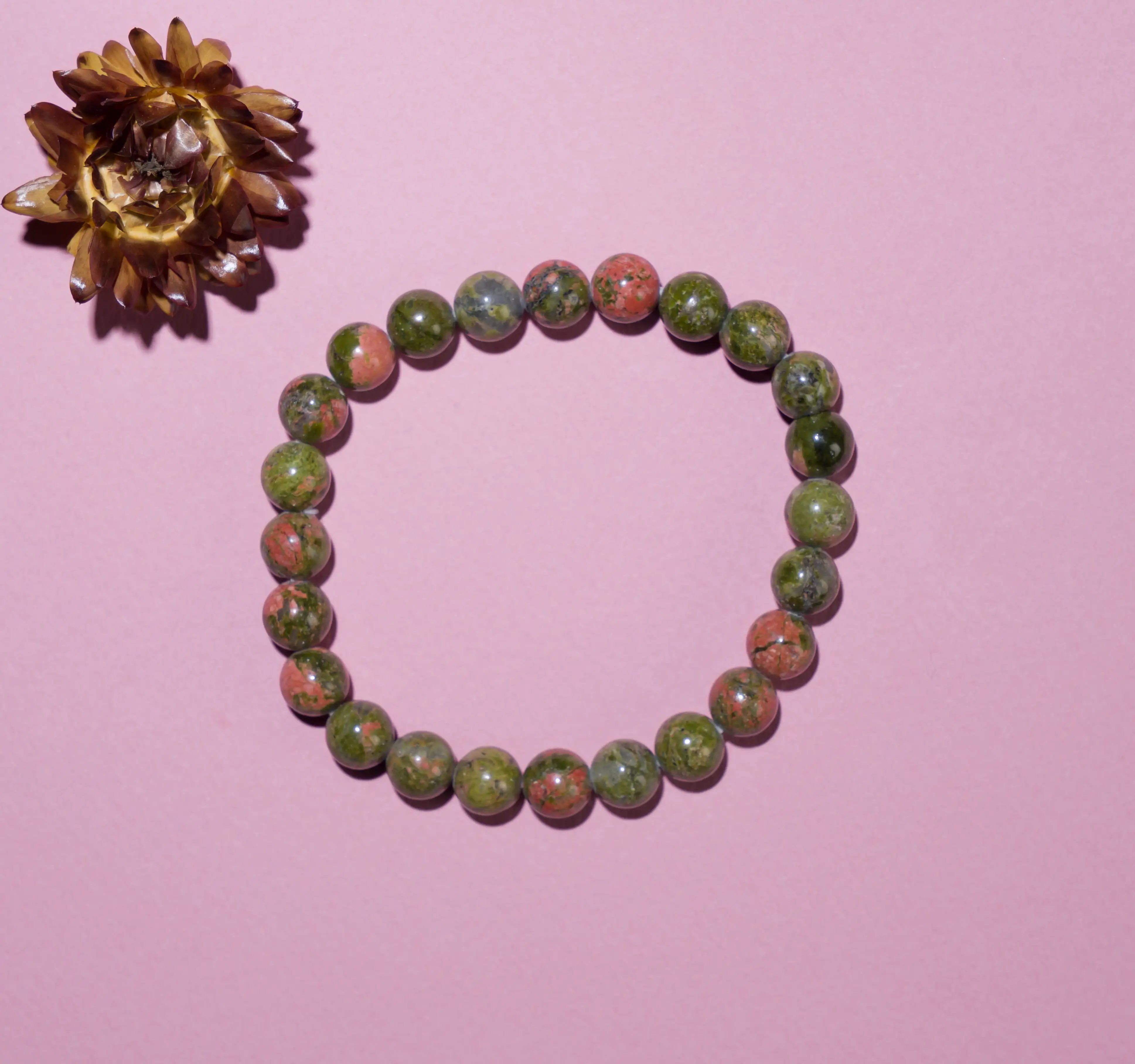 8mm Unakite crystal bracelet - secondary