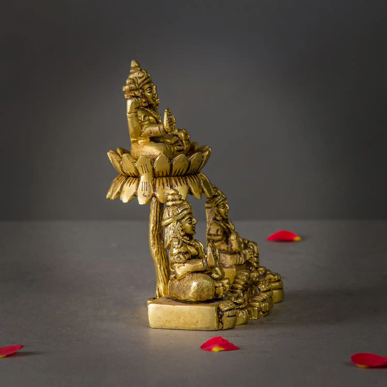 5 inches Brass Kuber Goddess Chithirini and Lotus Lakshmi idol - image 3