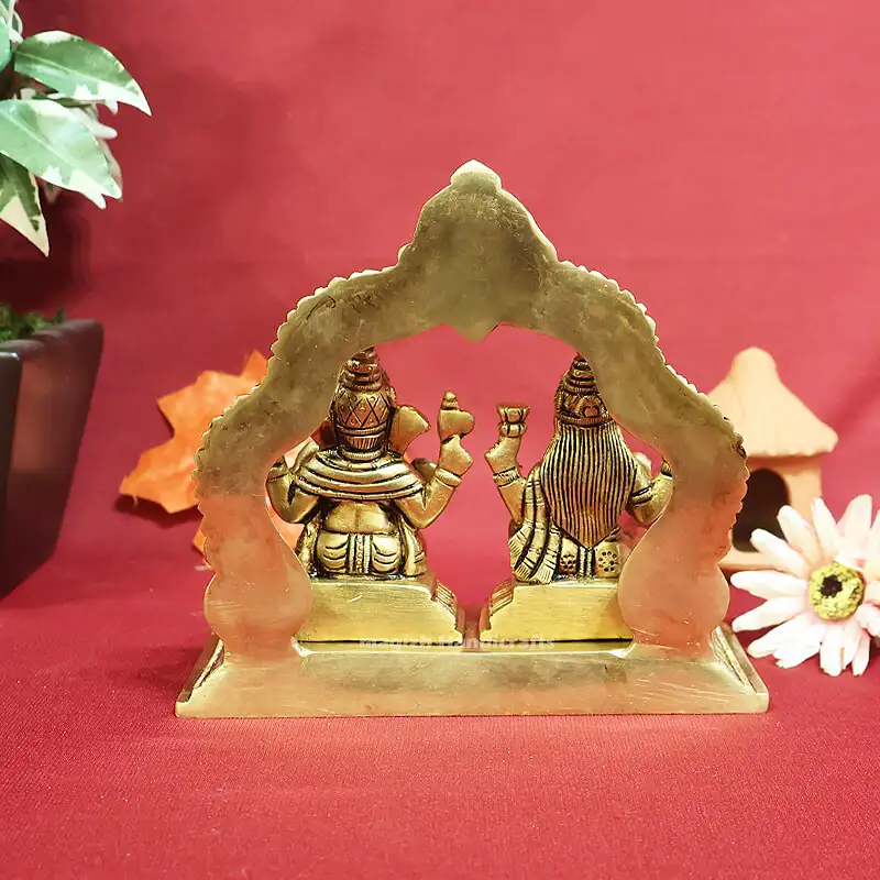 Brass Ganesha and Lakshmi idol 5.5 inches - image 3