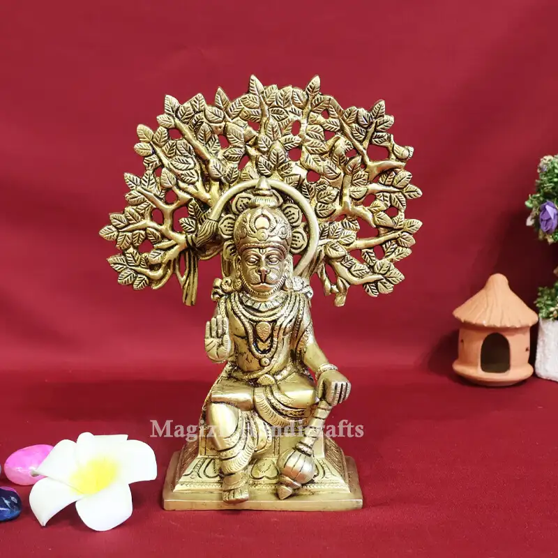 Brass Tree sitting Hanuman idol