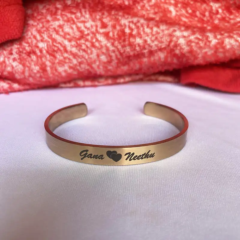 Free size Premium quality Stainless Steel Bracelet - Rose Gold Cuff - secondary
