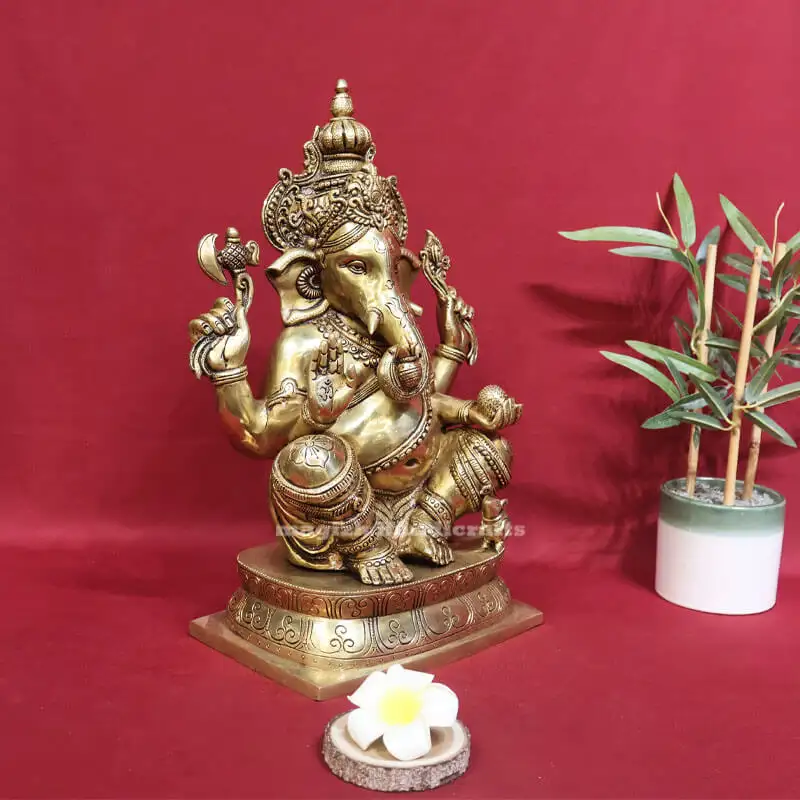16 inches Brass Lord Ganesha Valampori Vinayagar idol SC - secondary