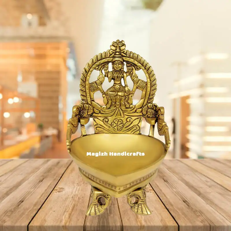 Brass Gaja Lakshmi Lamp 6.5 inches - image 4