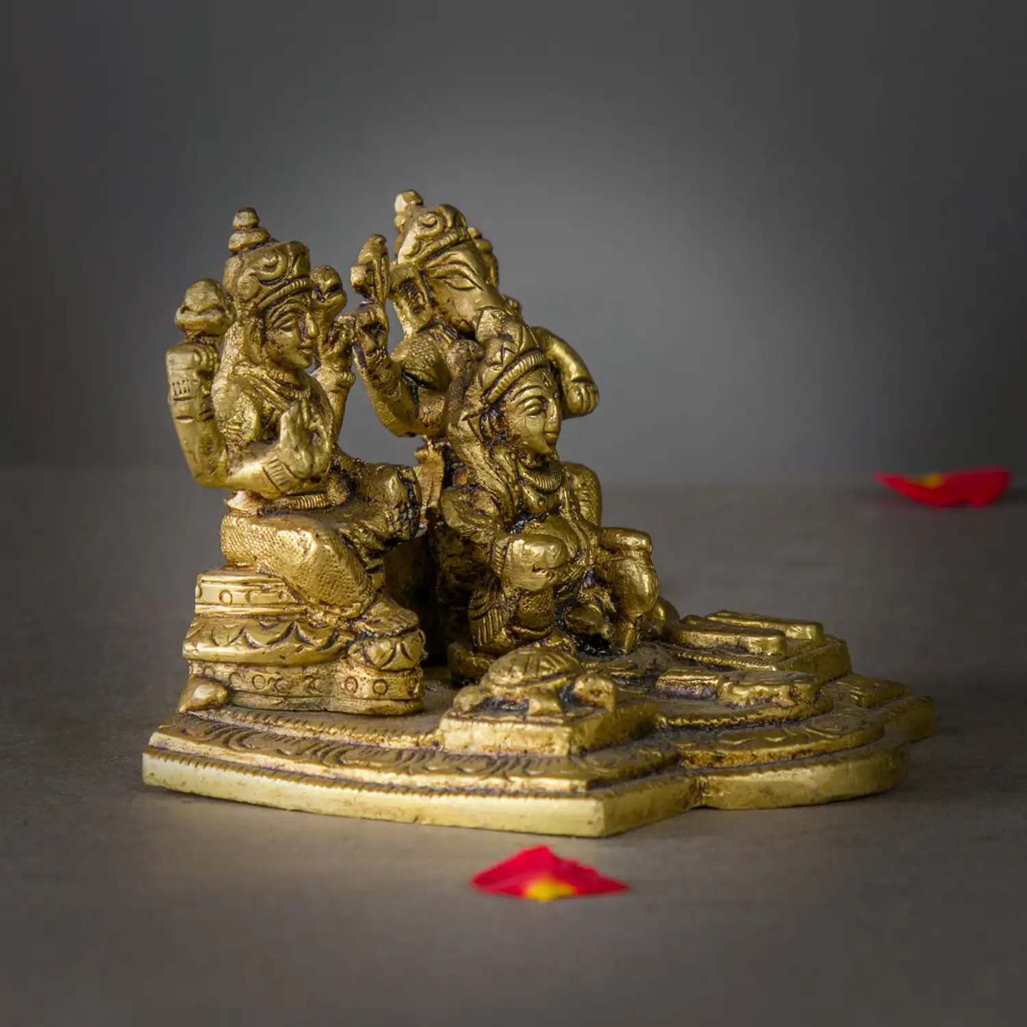 Brass Ganesha Kuber and Lakshmi idol - 3 inches - image 3