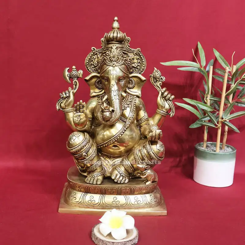 16 inches Brass Lord Ganesha Valampori Vinayagar idol SC