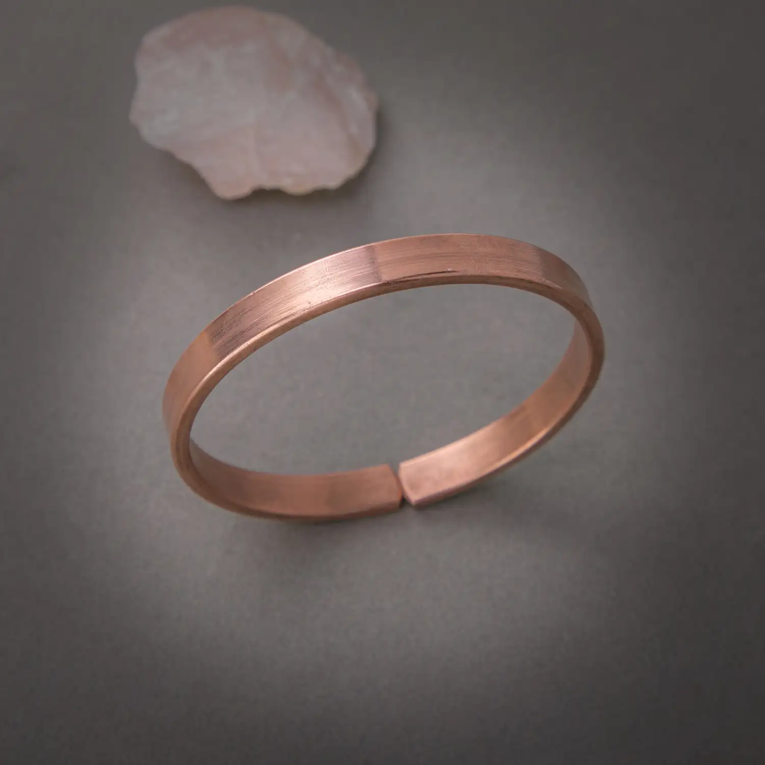Pure Copper Bracelet Plain Kappu Kada Bangle For Men Flat - 8mm - secondary