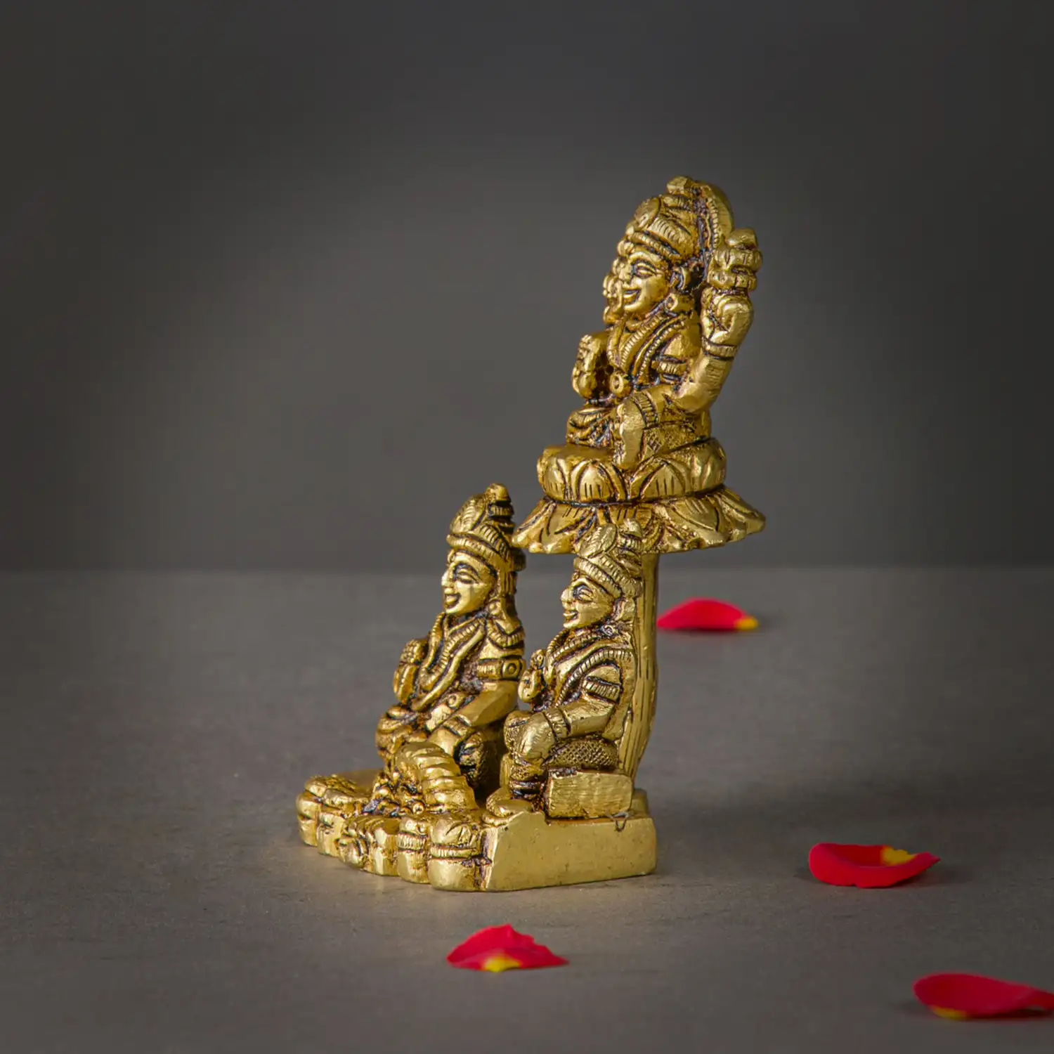 4 inches Brass Kubera Lakshmi and Chithirini Devi Idol - image 3