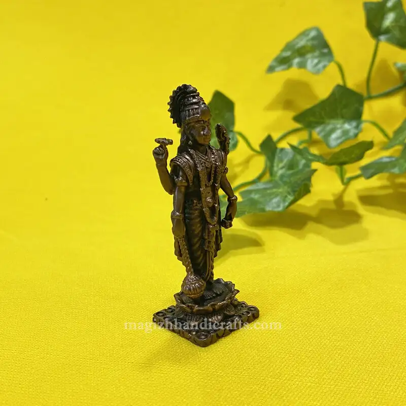 2.5 inches Copper Lord Vishnu standing idol - image 4