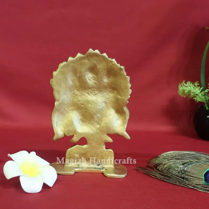 Brass Sitting Murugan Valli Deivanai idol with peacock - secondary