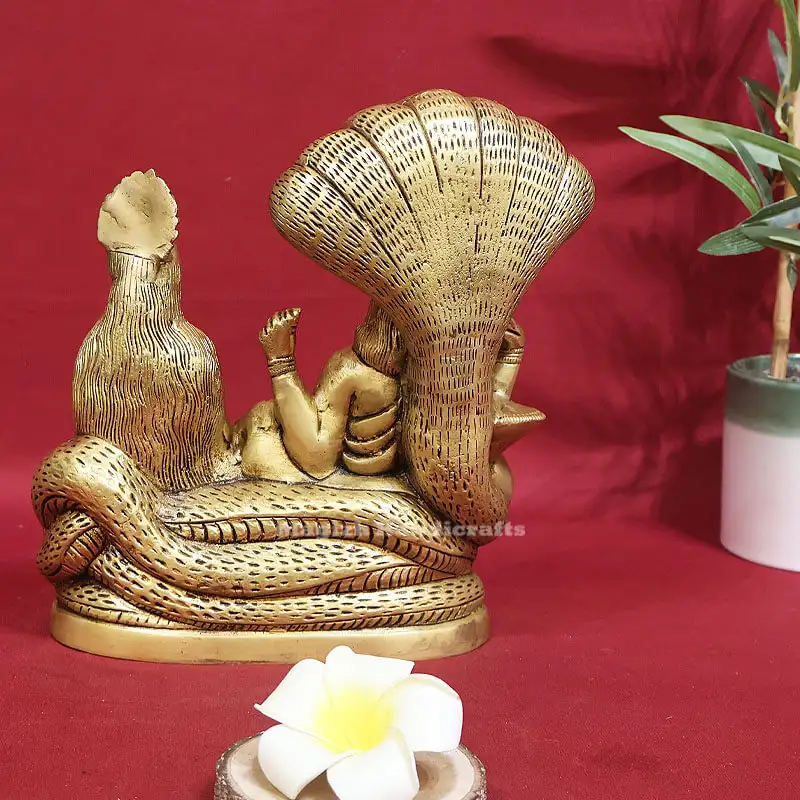 9 inches Brass Vishnu Lakshmi on Snake SC - image 3