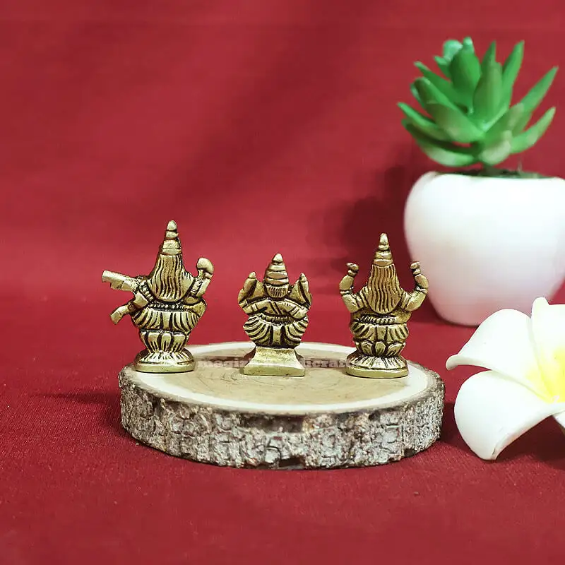 1.5 inches Brass Lakshmi Saraswathi Ganesha miniature idol SC - image 3