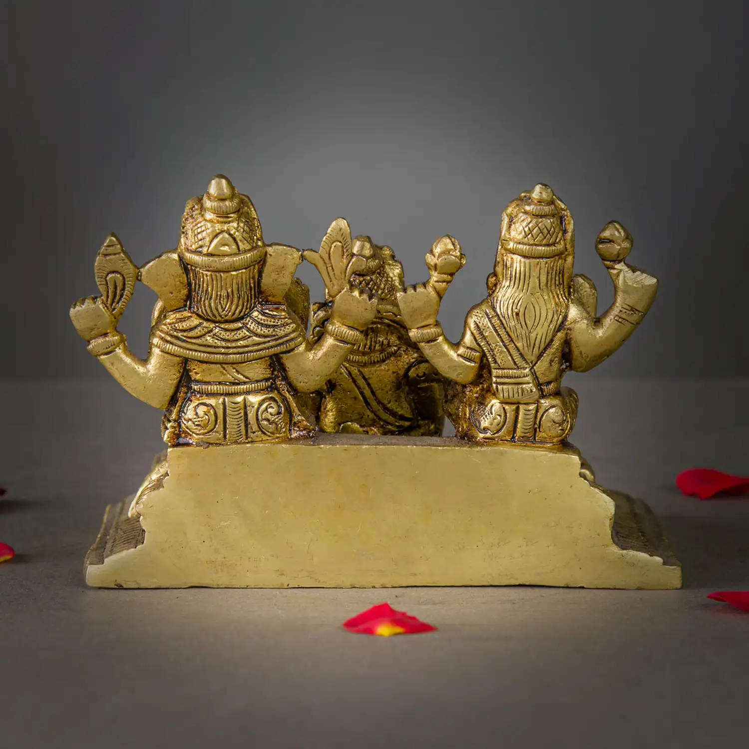 Brass Ganesha Kuber and Lakshmi idol - 3.5 inches - image 4